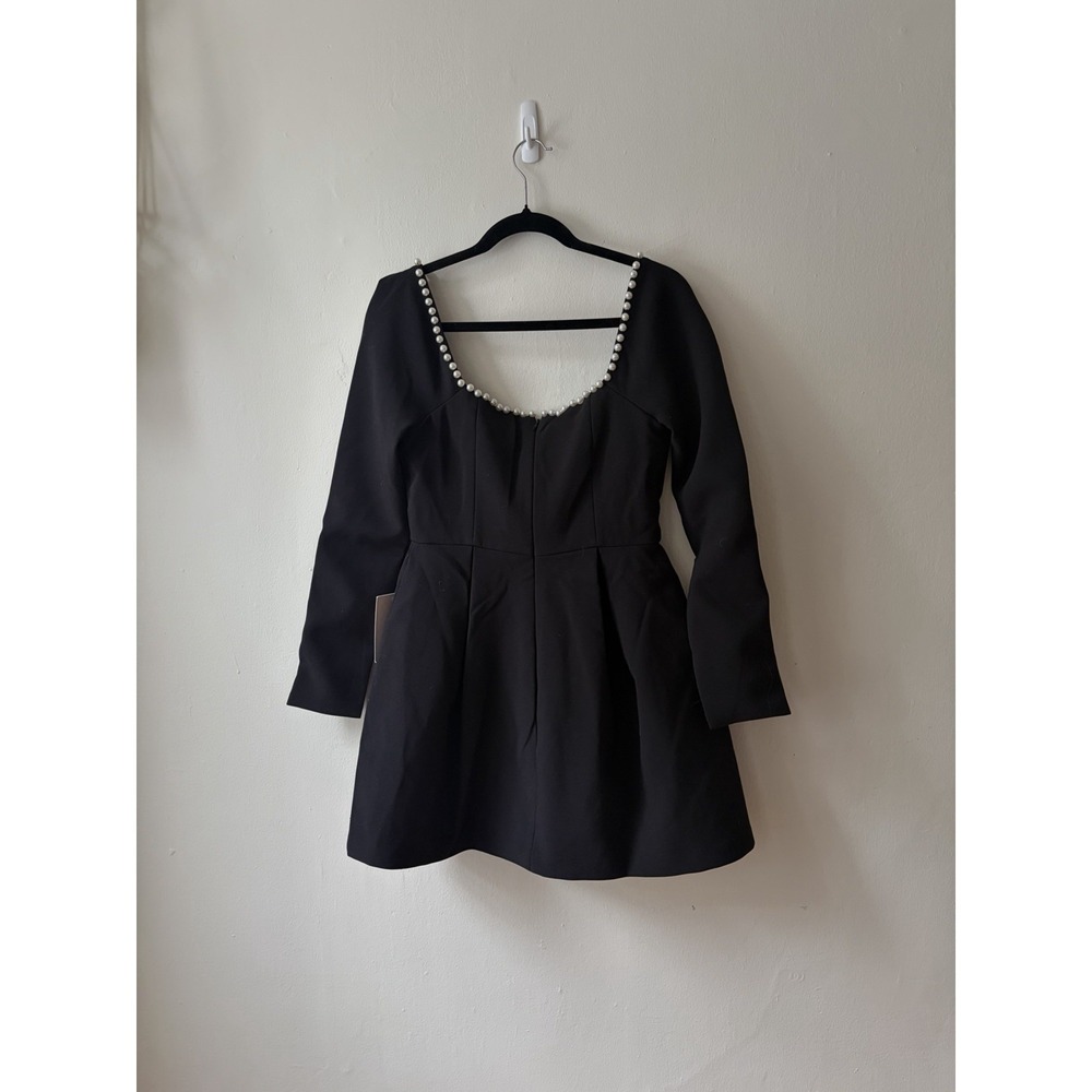 Odd Muse NWT The Ultimate Pearl Dress Black Mini Long Sleeve Medium - Picture 7 of 7